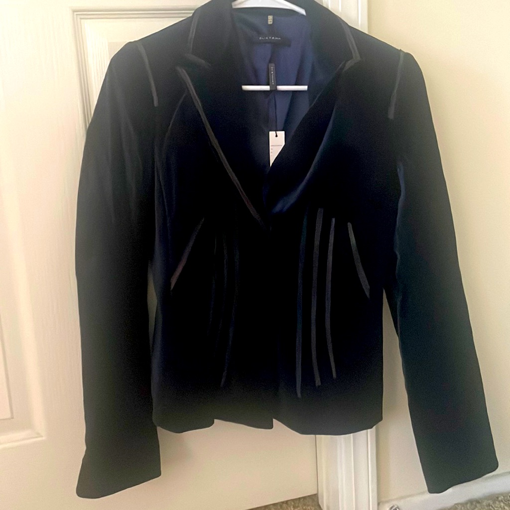 Ellie Tahari Blue Suede Jacket Nwt Bloomingdale’s Size 4 Must See Rare